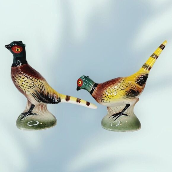 VINTAGE Japan PHEASANT Salt & Pepper Shakers Hand Painted Relco Creation - Picture 4 of 12